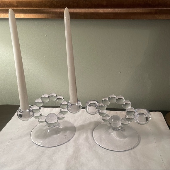 Imperial or Indiana Glass Bubble Double Candle Holder Candlestick Candelabra